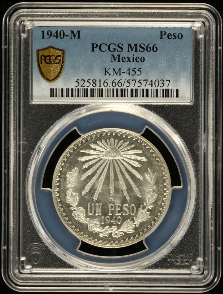 Modern Silver & Minors Peso 1940 M KM-455 PCGS MS66 0155609