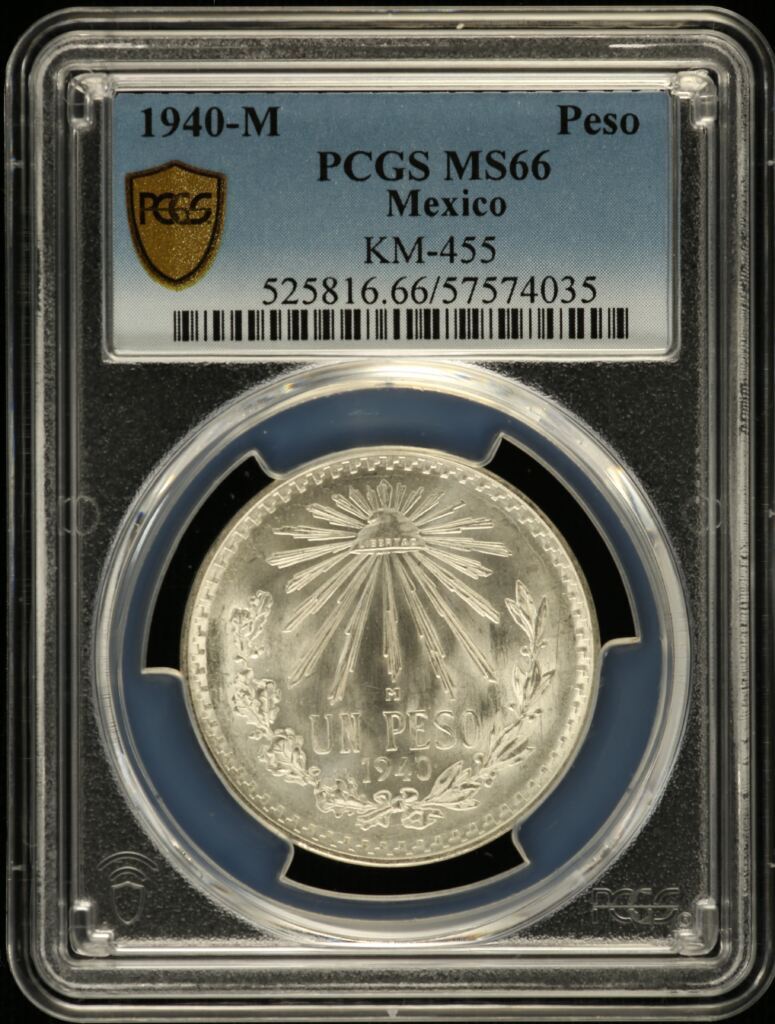Modern Silver & Minors Peso 1940 M KM-455 PCGS MS66 0155610