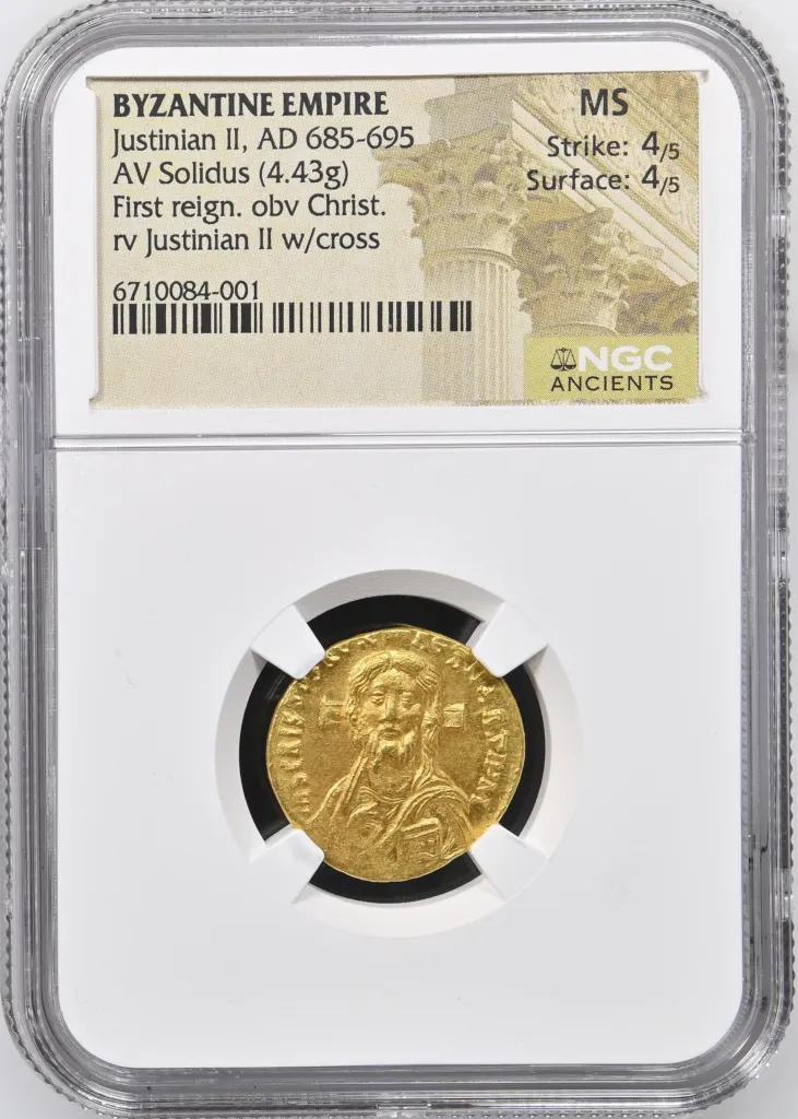 Byzantine Justinian II 685-695 AD AV Solidus NGC MS 0156368