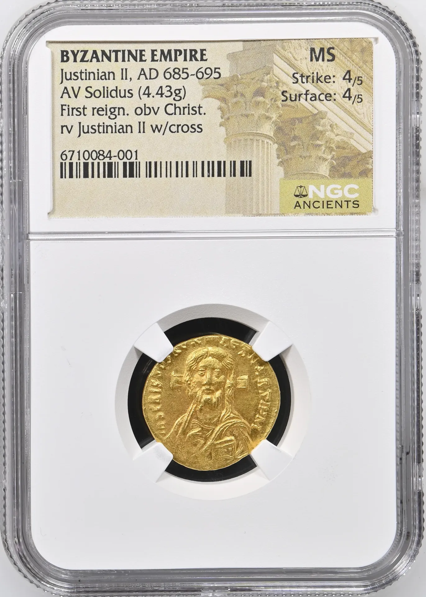 Byzantine Justinian II 685-695 AD AV Solidus NGC MS 0156368