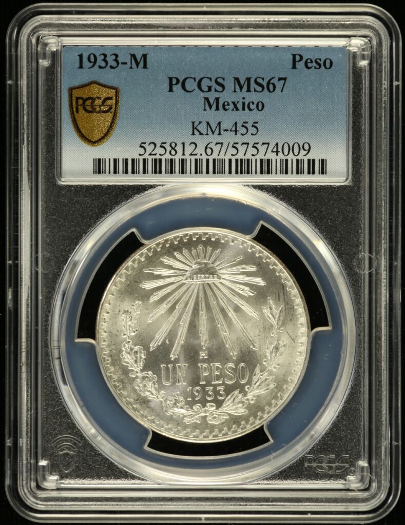 Modern Silver & Minors Peso 1933 M KM-455 PCGS MS67 0155647