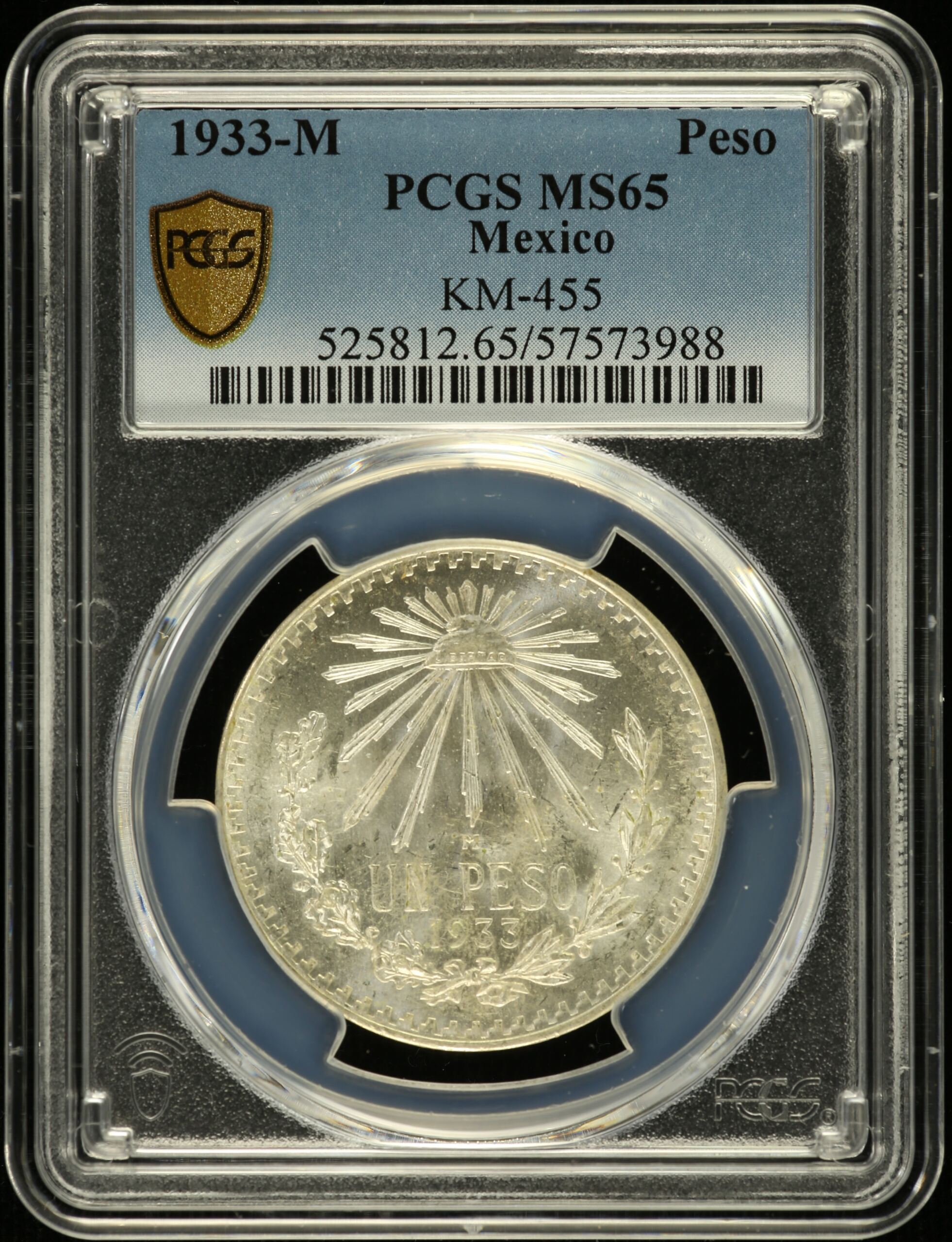 Mexican Coins Modern Silver & Minors Peso Modern Silver & Minors Peso 1933 M KM-455 PCGS MS65 0155653 Modern Silver & Minors Peso 1933 M KM-455 PCGS MS65 0155653Modern Silver & Minors Peso 1933 M KM-455 PCGS MS65 0155653