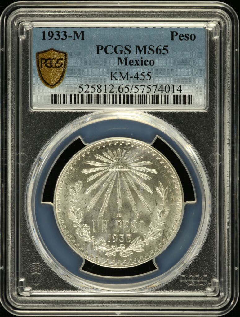 Modern Silver & Minors Peso 1933 M KM-455 PCGS MS65 0155657