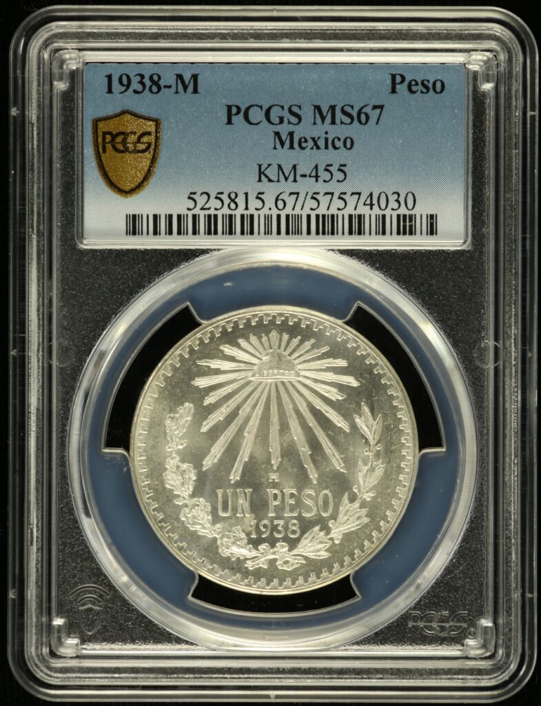 Modern Silver & Minors Peso 1938 M KM-455 PCGS MS67 0155658