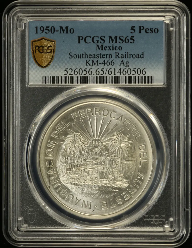 Modern Silver & Minors 5 Peso 1950 Mo PCGS MS65 KM-466 0155696
