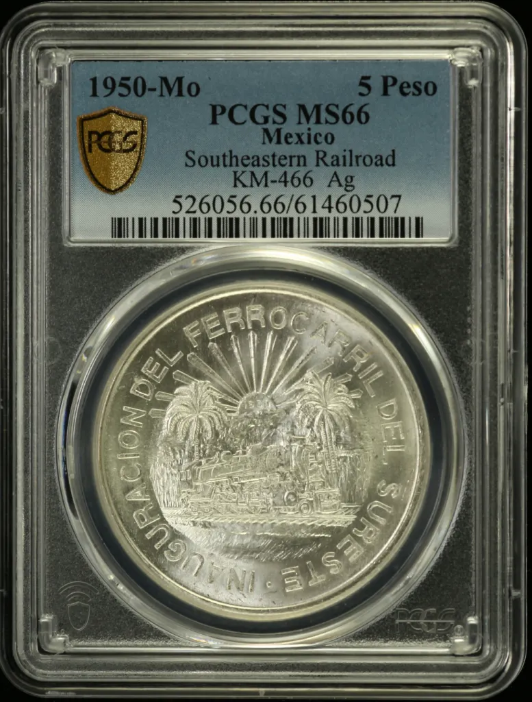 Modern Silver & Minors 5 Peso 1950 Mo PCGS MS66 KM-466 0155698