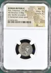 Ancient Coins Roman Republic Roman Republic P. Crepusius 82 BC AR Denarius NGC AU 0155812 Roman Republic P. Crepusius 82 BC AR Denarius NGC AU 0155812