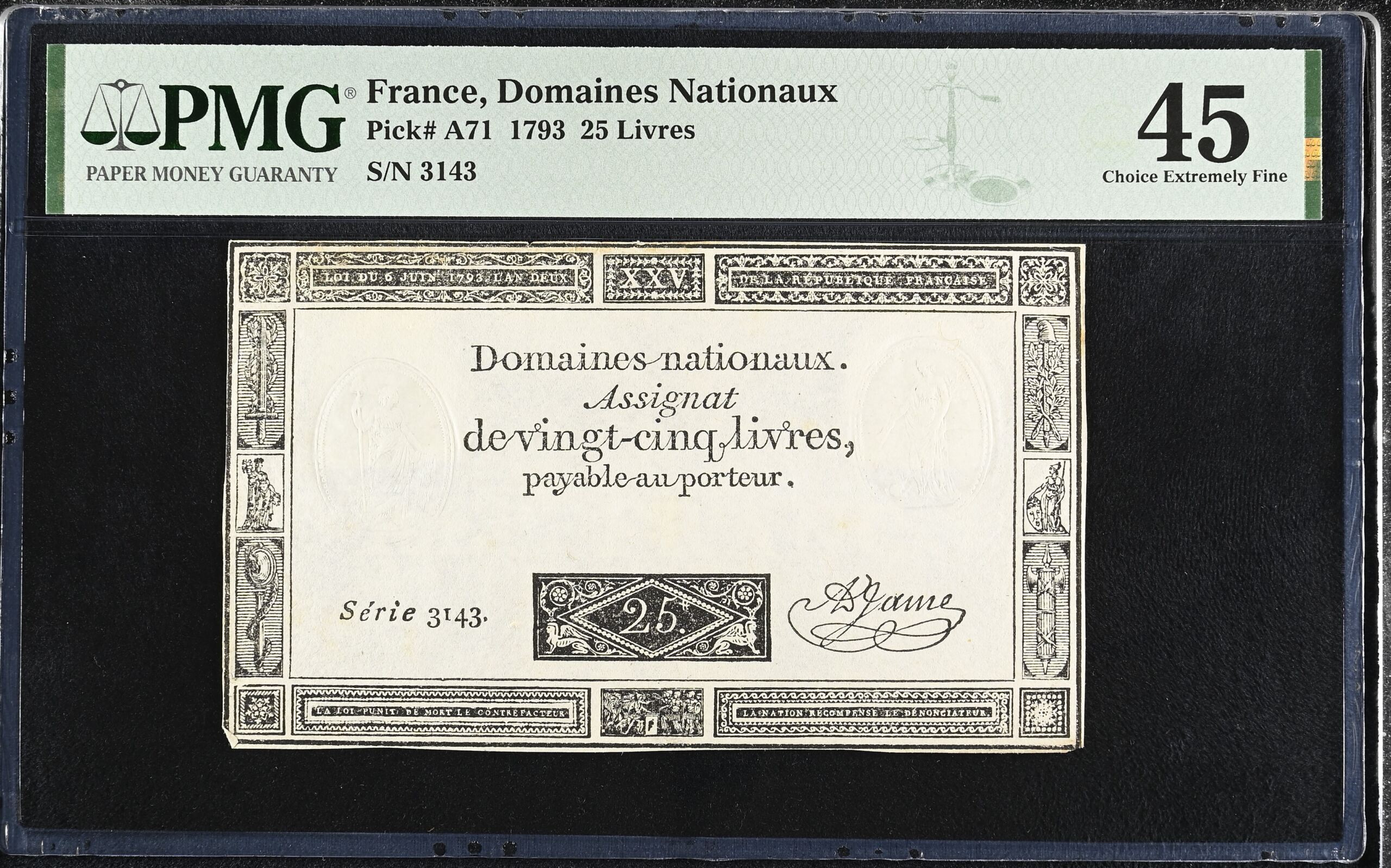 France World Currency France 25 Livres 1793 Pick# A71 PMG Ch XF45 0155688 France 25 Livres 1793 Pick# A71 PMG Ch XF45 0155688France 25 Livres 1793 Pick# A71 PMG Ch XF45 0155688