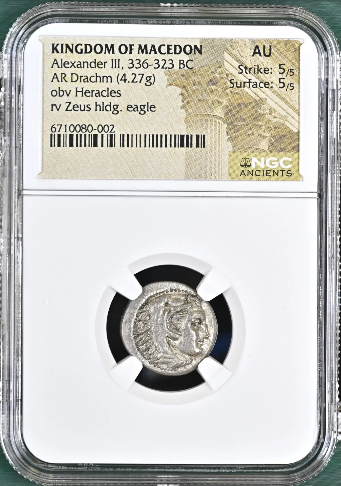 Ancient Coins Greek Macedonian Kings Macedonian Kings Alexander III(The Great) 336-323 BC AR Drachm NGC AU 0155888 Macedonian Kings Alexander III(The Great) 336-323 BC AR Drachm NGC AU 0155888Macedonian Kings Alexander III(The Great) 336-323 BC AR Drachm NGC AU 0155888