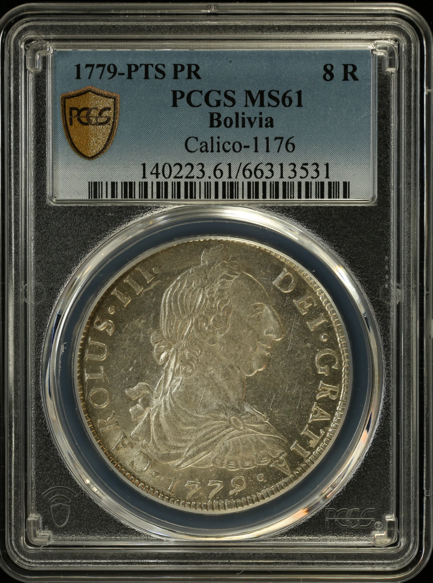 Bolivia Latin American Coins Bolivia 8 Reales 1779 Pts PR PCGS MS61 Calico-1176 0155912 Bolivia 8 Reales 1779 Pts PR PCGS MS61 Calico-1176 0155912