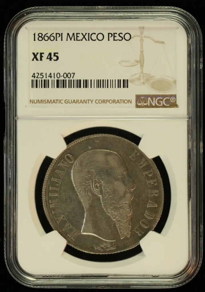 Imperial Era Peso 1866 Pi NGC XF45 0156155