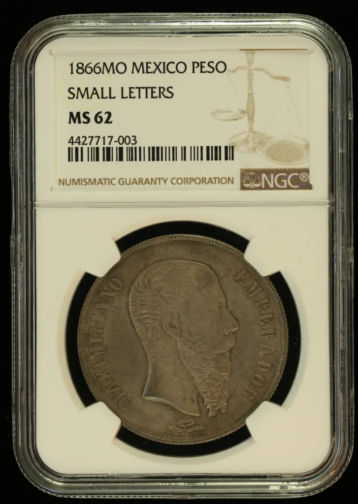 Imperial Era Peso 1866 Mo NGC MS62 0156156