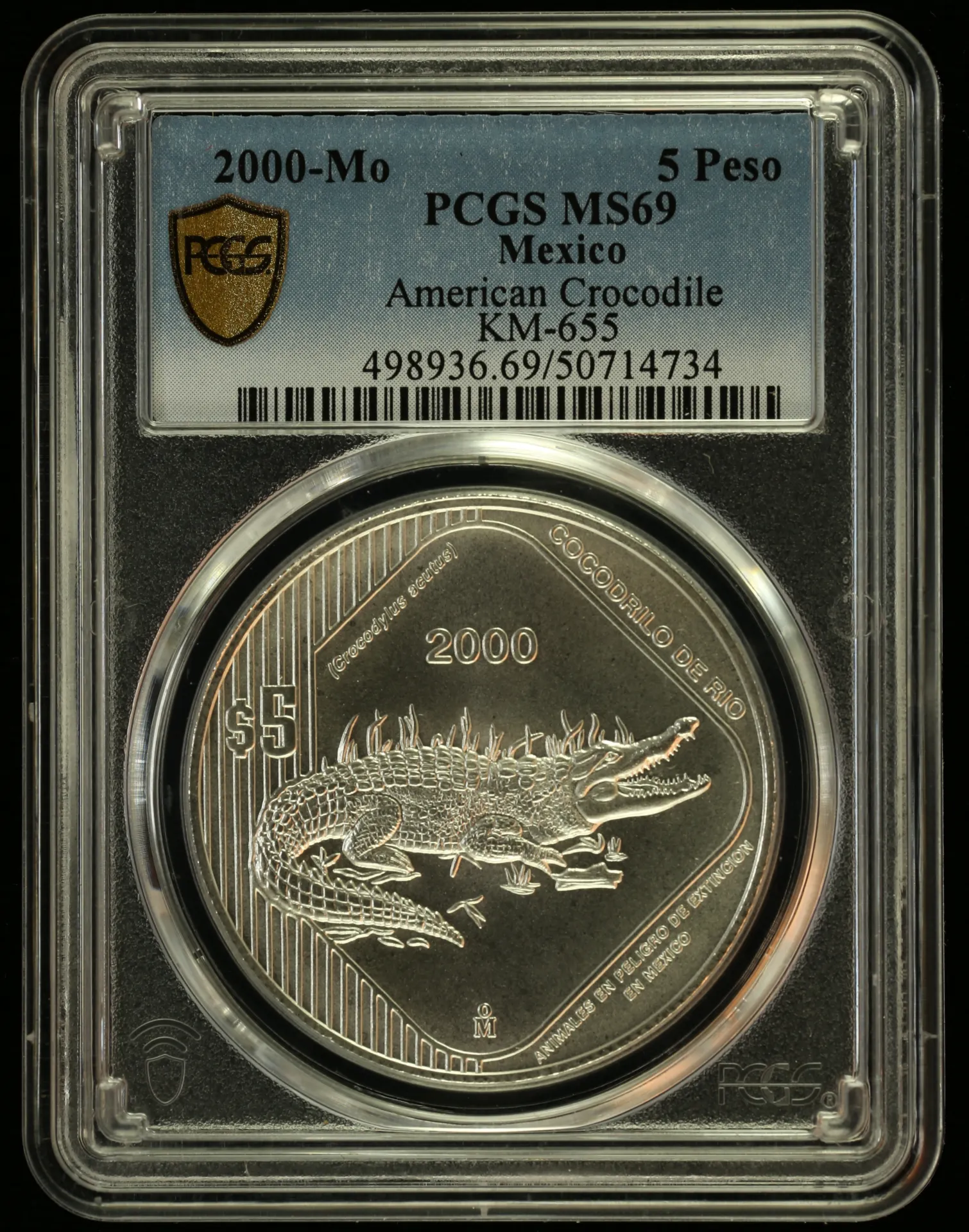 Modern Silver & Minors 5 Peso 2000 Mo KM-655 PCGS MS69 0155877