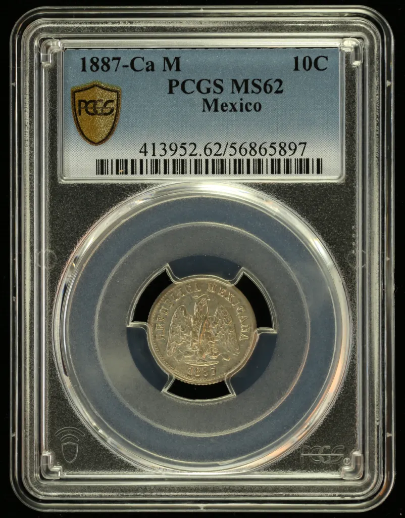Republic Silver & Minors 10 Centavo 1887 Ca M PCGS MS62 0155976