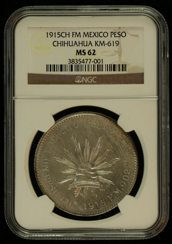 Chihuahua Peso 1915 Ch FM KM-619 NGC MS62 0156157