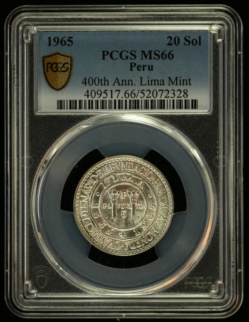 Peru 20 Sol 1965 PCGS MS66 0155788