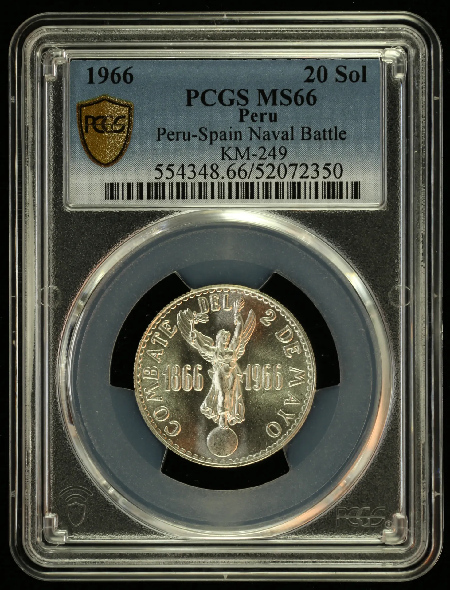 Peru 20 Sol 1966 KM-249 PCGS MS66 0155754
