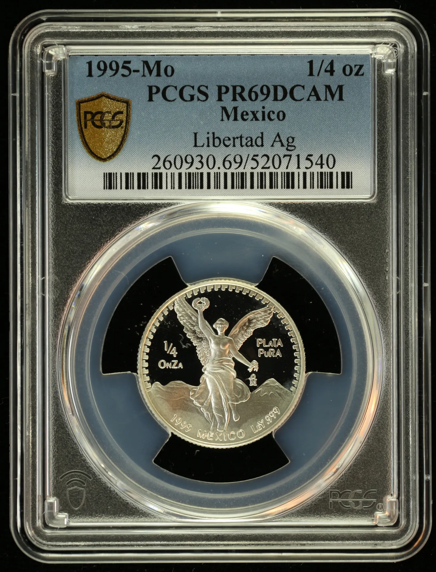 1/4 Onza Mexican Coins Modern Silver & Minors Modern Silver & Minors 1/4 Onza 1995 Mo PCGS PR69DCAM 0156191 Modern Silver & Minors 1/4 Onza 1995 Mo PCGS PR69DCAM 0156191Modern Silver & Minors 1/4 Onza 1995 Mo PCGS PR69DCAM 0156191