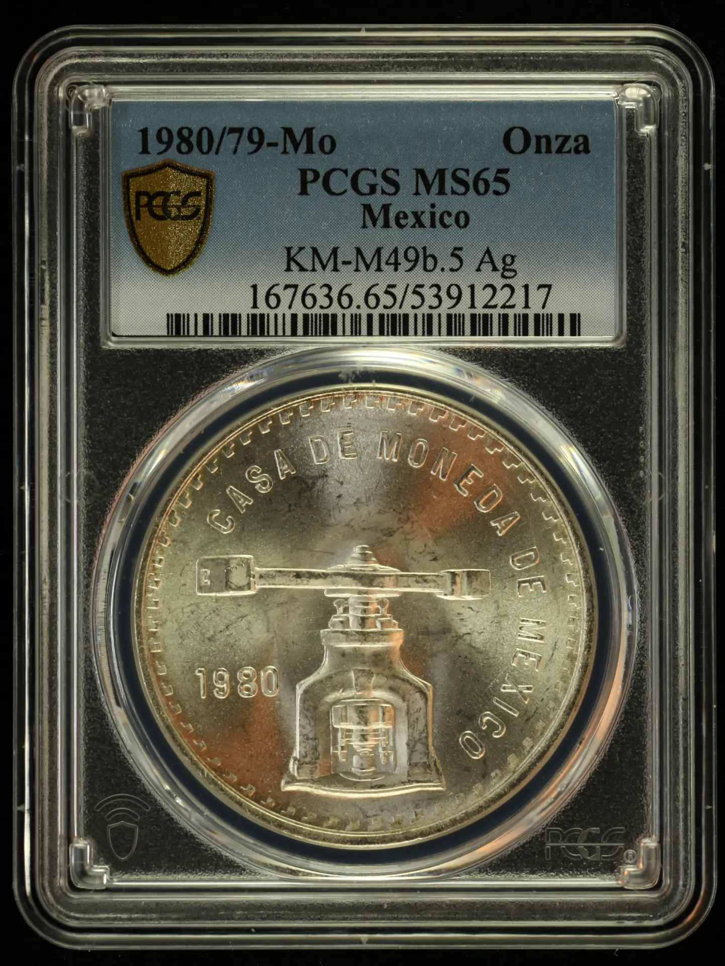 Mexican Coins Modern Silver & Minors Onza Modern Silver & Minors Onza 1980/79 Mo KM-M49b.5 PCGS MS65 0155506 Modern Silver & Minors Onza 1980/79 Mo KM-M49b.5 PCGS MS65 0155506