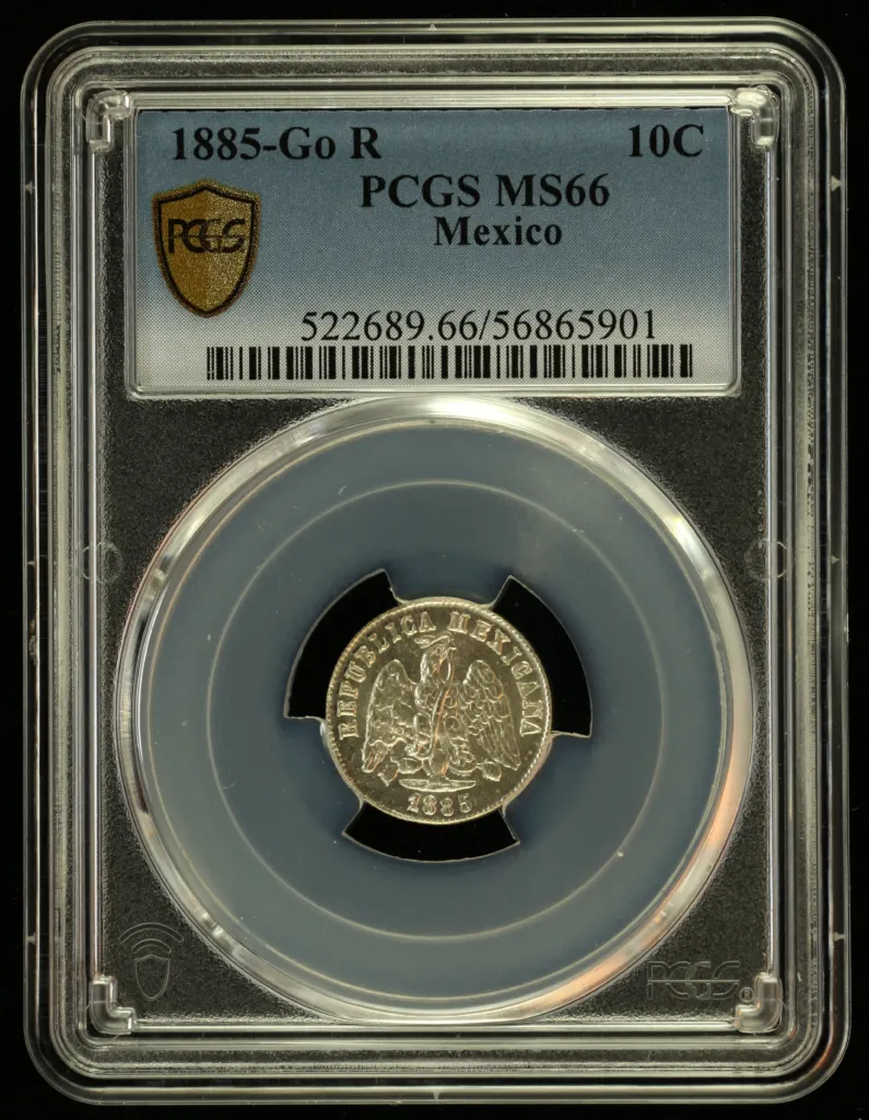 Republic Silver & Minors 10 Centavo 1885 Go R PCGS MS66 0155987