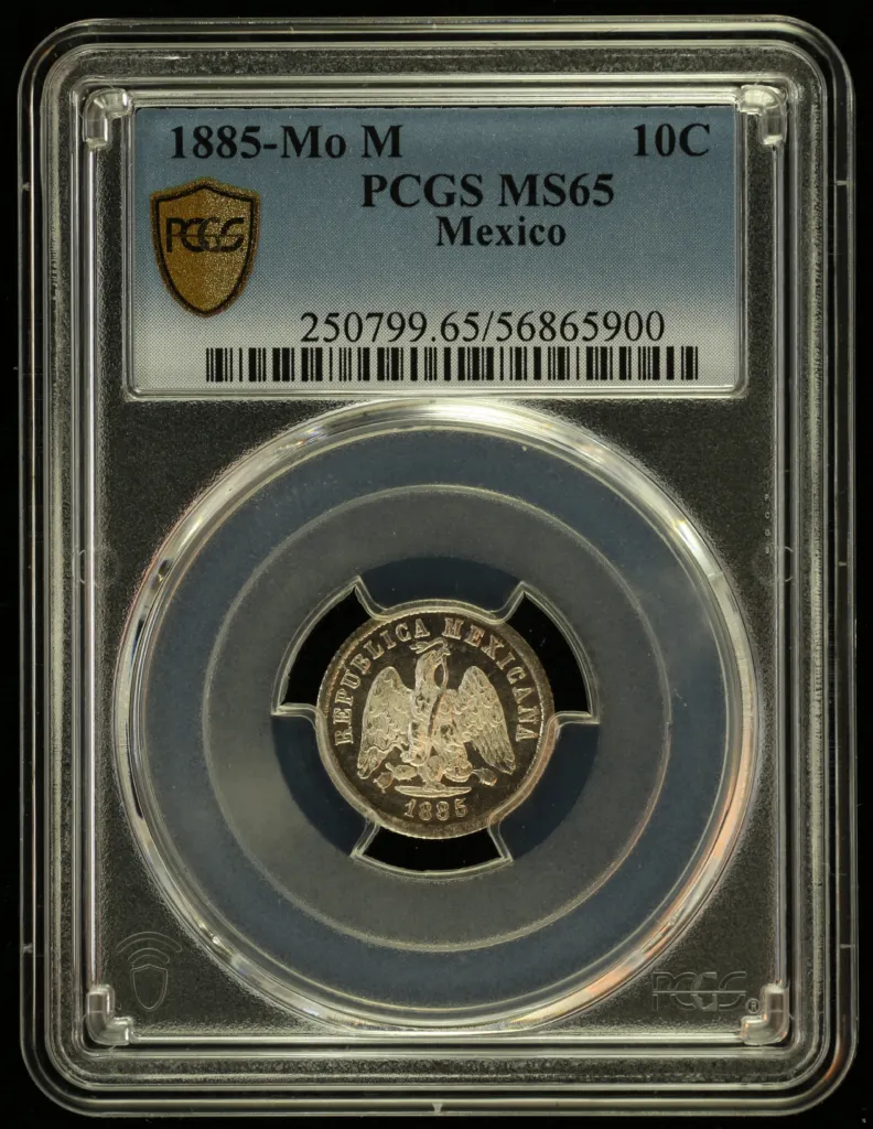 Republic Silver & Minors 10 Centavo 1885 Mo M PCGS MS65 0155986