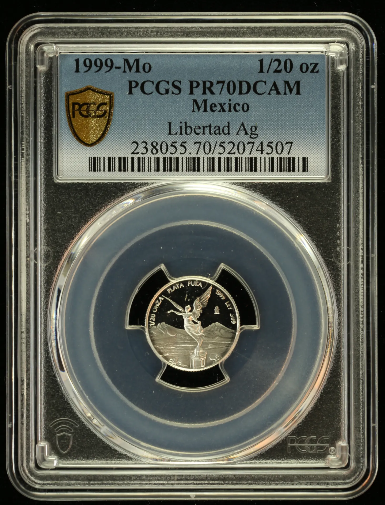 1/20 Onza Mexican Coins Modern Silver & Minors Modern Silver & Minors 1/20 Onza 1999 Mo PCGS PR70DCAM 0156254 Modern Silver & Minors 1/20 Onza 1999 Mo PCGS PR70DCAM 0156254