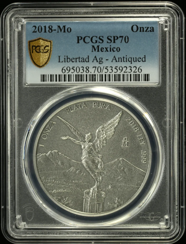 Modern Silver & Minors Antiqued Onza 2018 Mo PCGS SP70 0157872