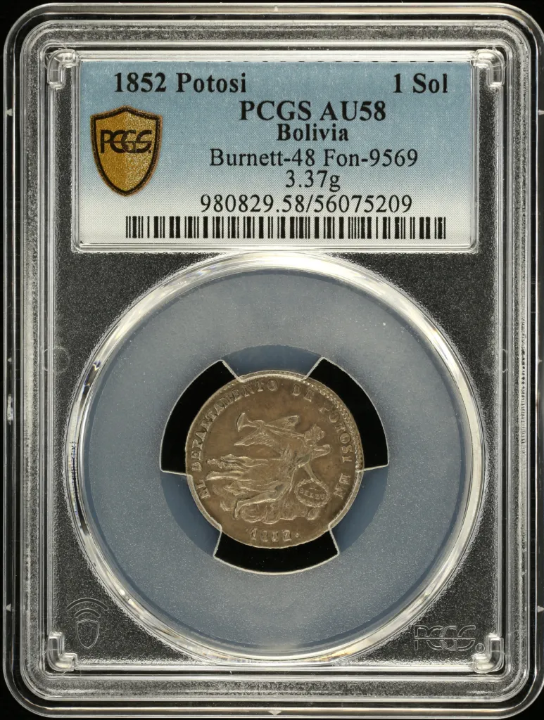 Bolivia Sol 1852 Potosi Fon-9569 PCGS AU58 0157734