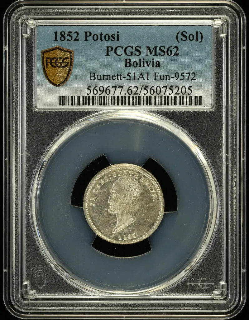 Bolivia (Sol) 1852 Potosi Fon-9572 PCGS MS62 0157737