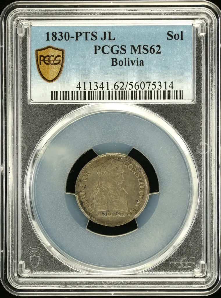 Bolivia Sol 1830 Pts JL PCGS MS62 0157739