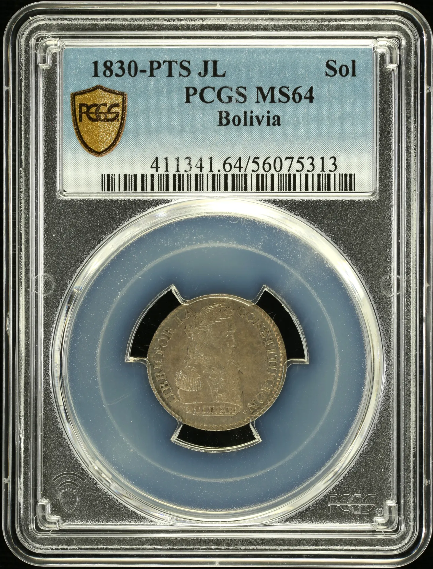Bolivia Latin American Coins Bolivia Sol 1830 Pts JL PCGS MS64 0157740 Bolivia Sol 1830 Pts JL PCGS MS64 0157740