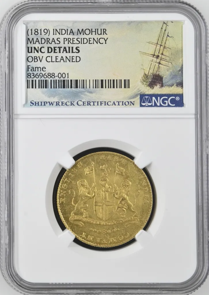 India Fame (1822) Mohur (1819) Madras Presidency NGC UNC Details 0157741