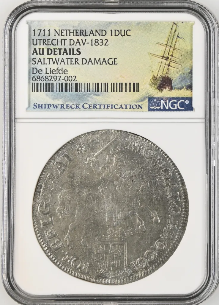 Netherlands DeLiefde (1711) Ducatoon 1711 Utrecht DAV-1832 NGC AU Details 0157744