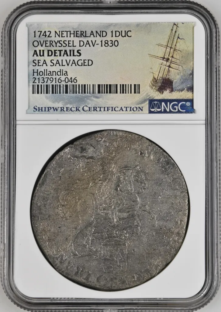 Netherlands Hollandia (1743) Ducatoon 1742 Overyssel DAV-1830 NGC AU Details 0157745