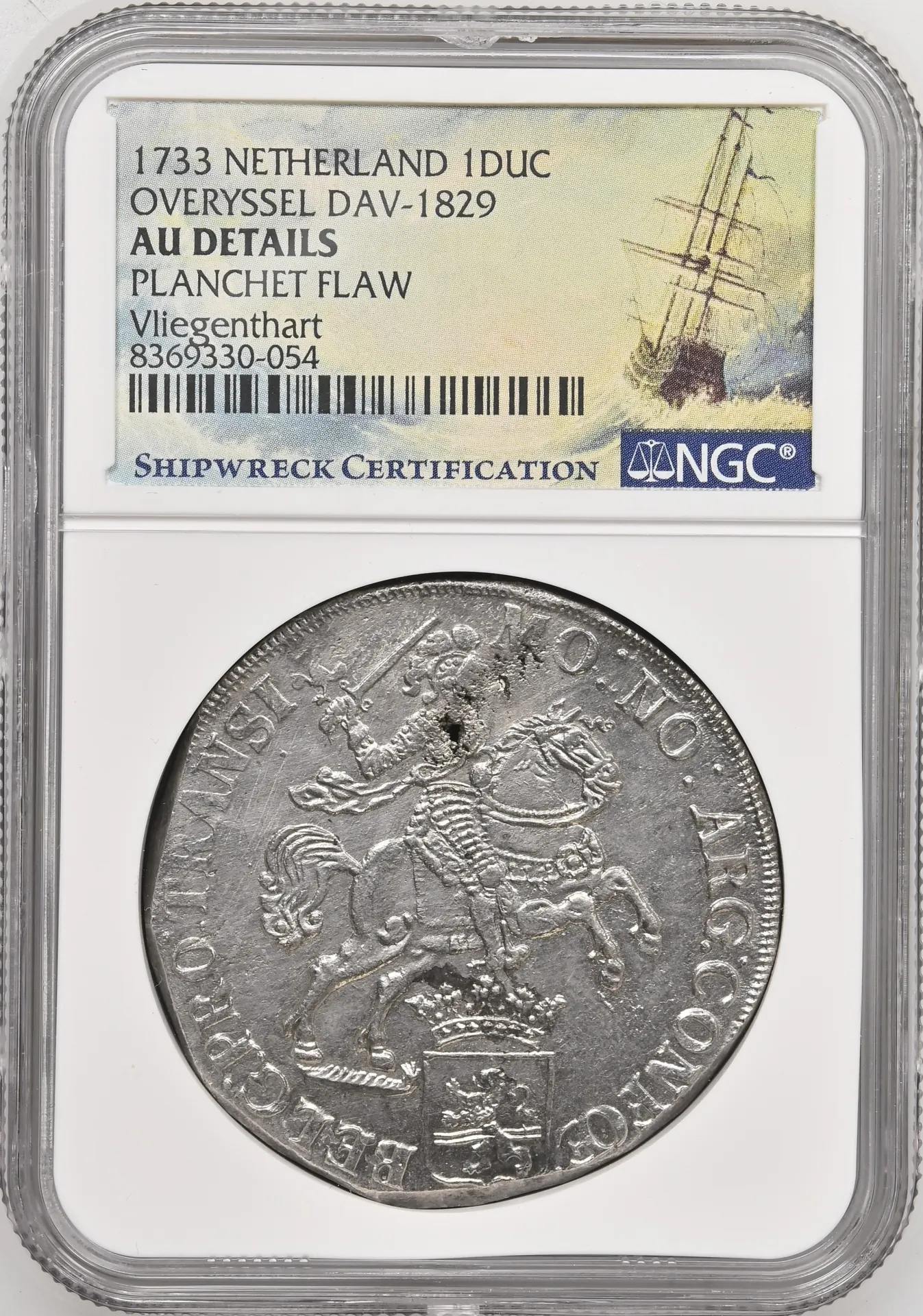 Netherlands Vliegenthart (1735) Ducatoon 1733 Overyssel DAV-1829 NGC AU Details 0157748