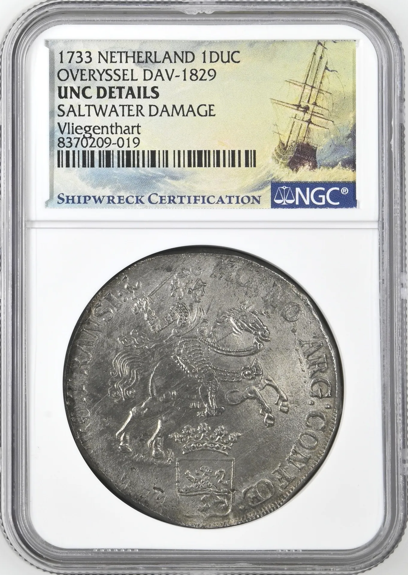 Netherlands Vliegenthart (1735) Ducatoon 1733 Overyssel DAV-1829 NGC UNC Details 0157753
