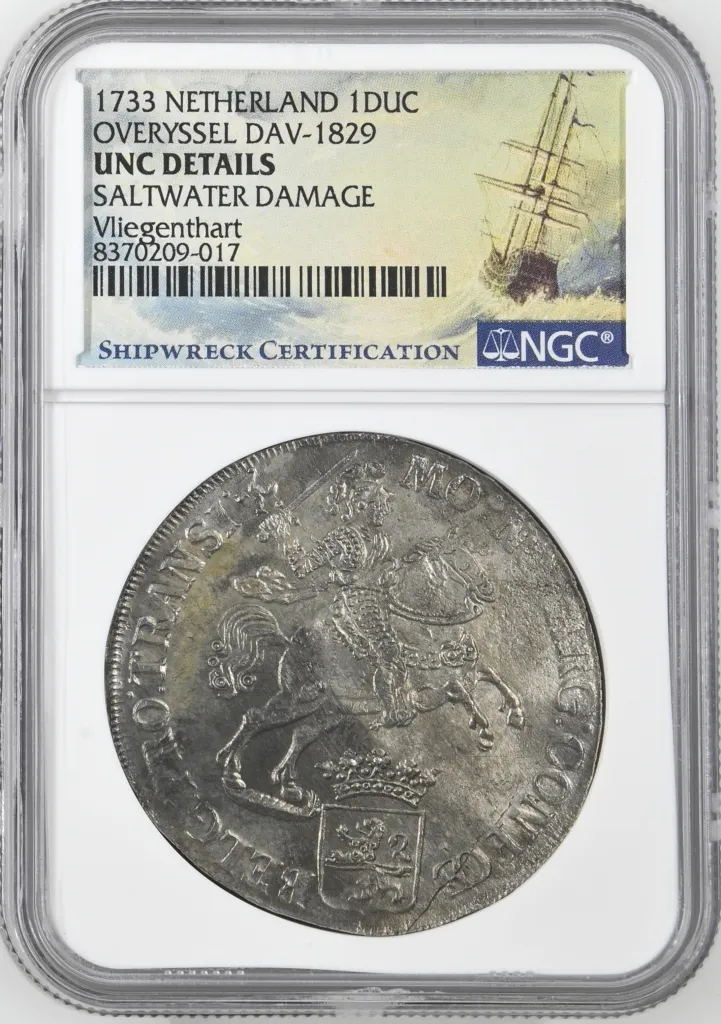 Netherlands Vliegenthart (1735) Ducatoon 1733 Overyssel DAV-1829 NGC UNC Details 0157754
