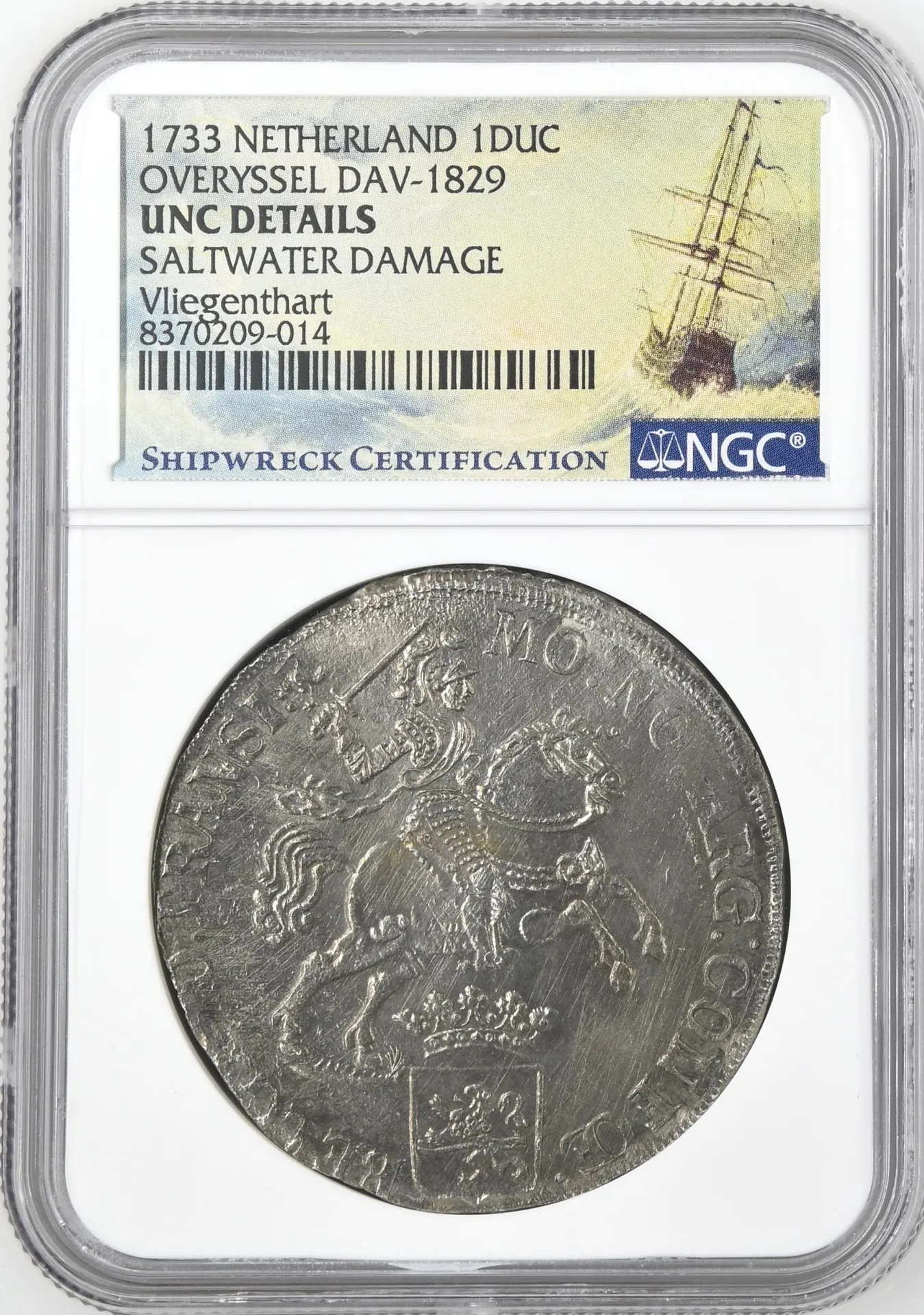 Netherlands Vliegenthart (1735) Ducatoon 1733 Overyssel DAV-1829 NGC UNC Details 0157755