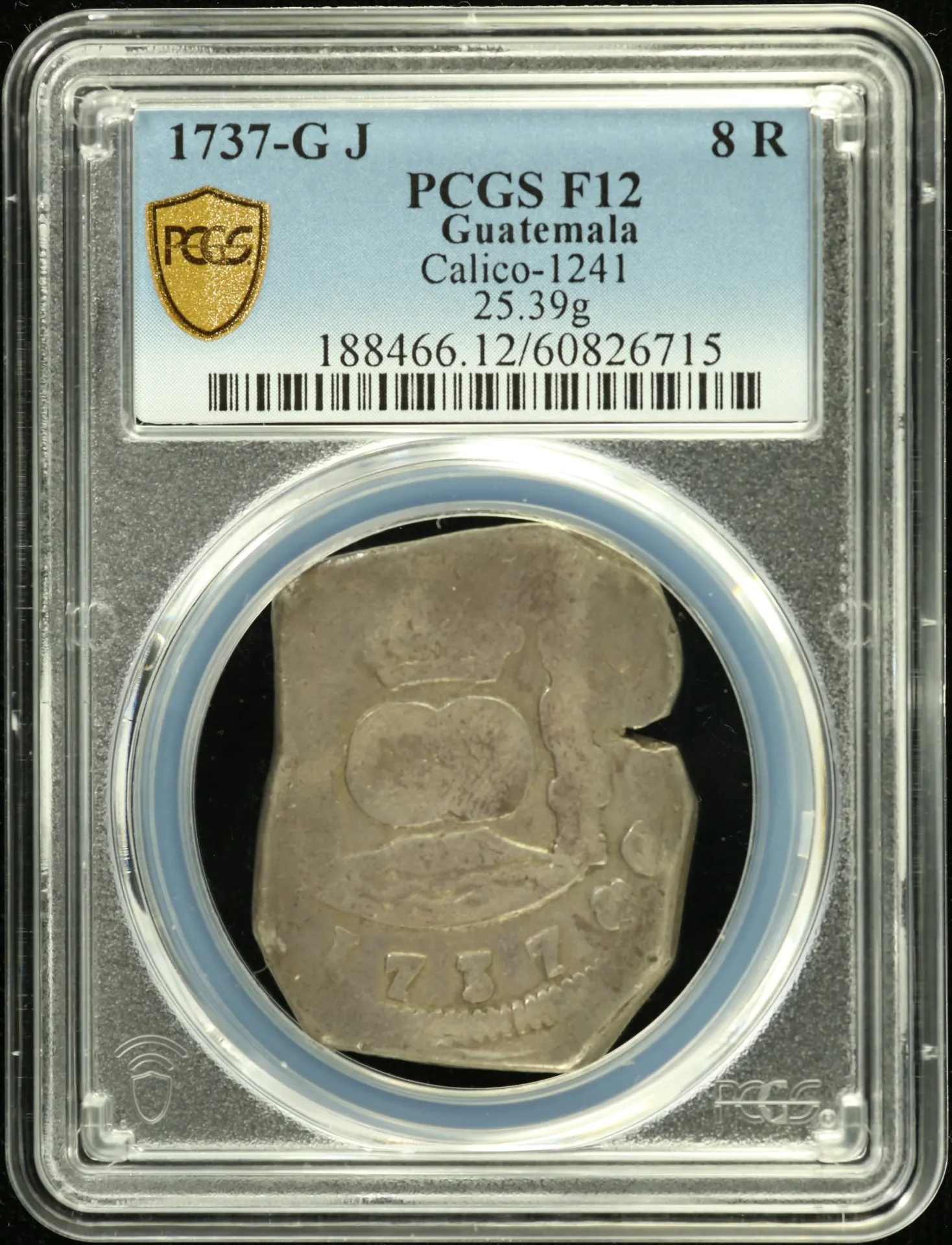 Guatemala Latin American Coins Guatemala 8 Reales 1737 G J PCGS F12 Calico-1241 0157879 Guatemala 8 Reales 1737 G J PCGS F12 Calico-1241 0157879