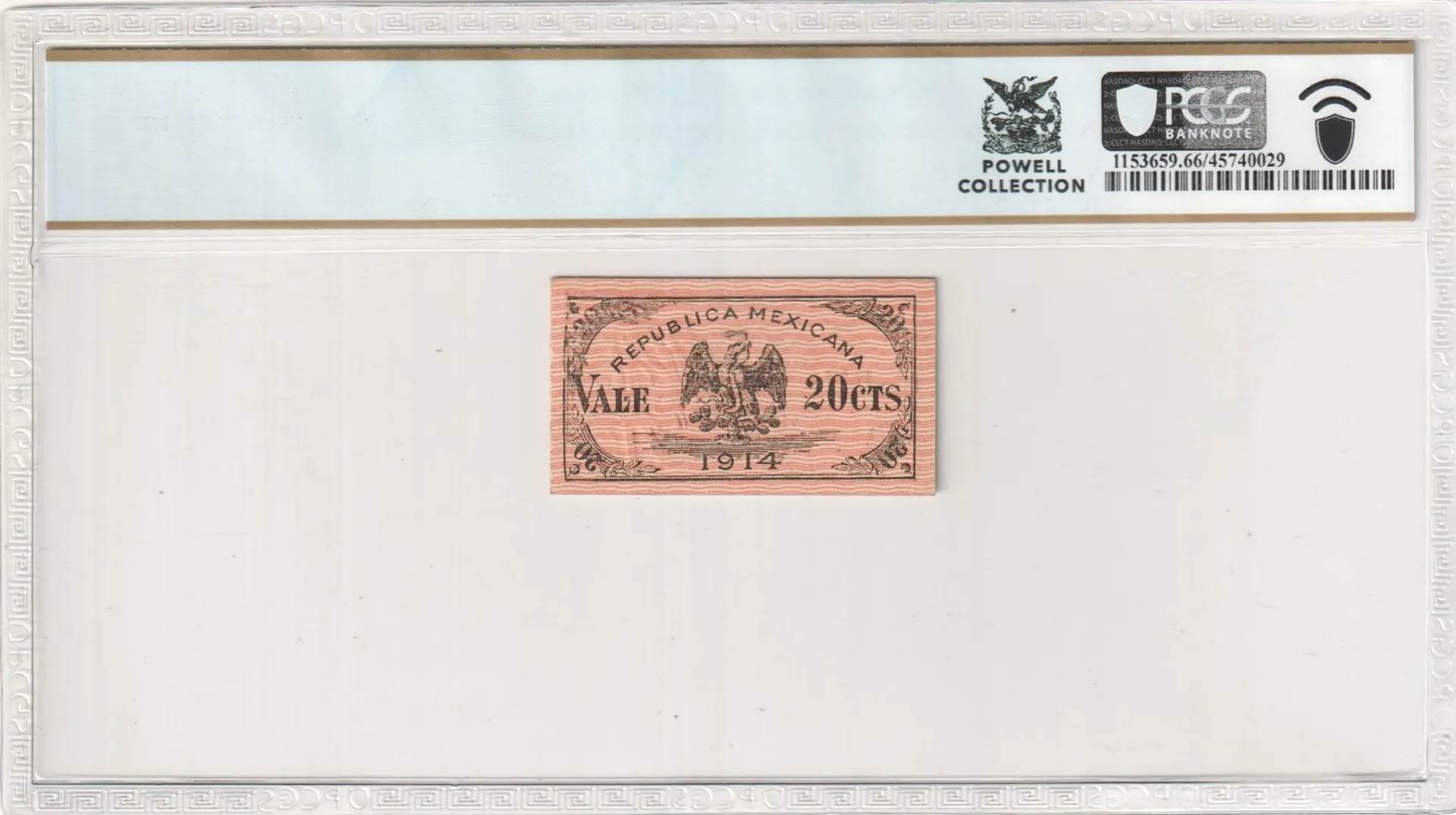 Mexican Currency Revolutionary Currency Revolutionary Currency 20 Centavos 1914 Distrito Federal M1238 PCGS Gem UNC66 PPQ f_35579 Revolutionary Currency 20 Centavos 1914 Distrito Federal M1238 PCGS Gem UNC66 PPQ f_35579Revolutionary Currency 20 Centavos 1914 Distrito Federal M1238 PCGS Gem UNC66 PPQ f_35579 - Image 2