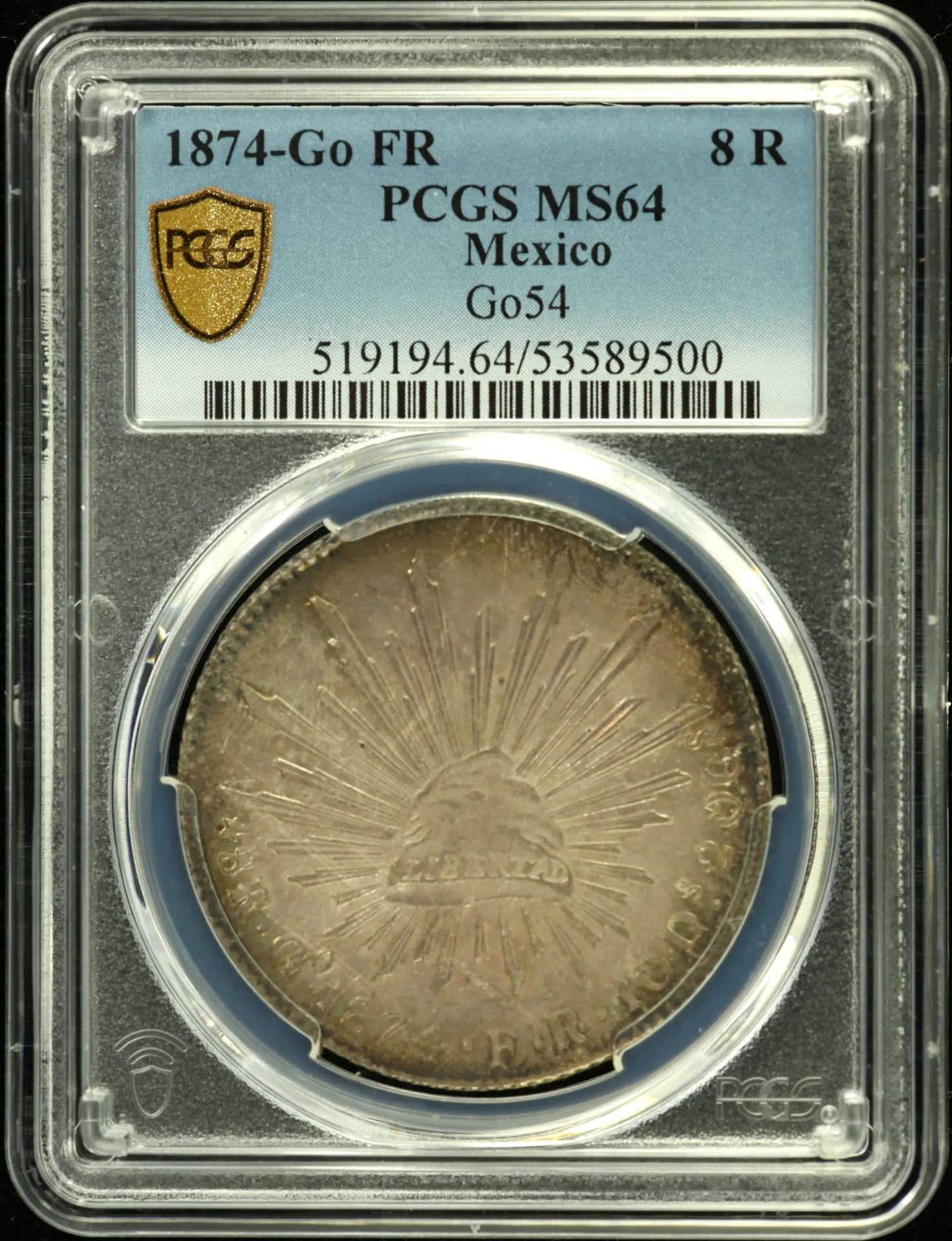 Guanajuato Mexican Coins Republic 8 Reales Guanajuato 8 Reales 1874 Go FR PCGS MS64 0157942 Guanajuato 8 Reales 1874 Go FR PCGS MS64 0157942