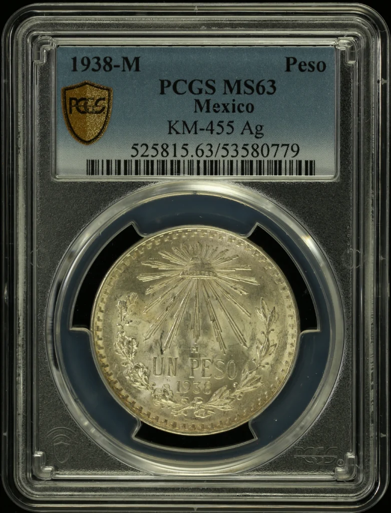 Modern Silver & Minors Peso 1938 M PCGS MS63 KM-455 0157950