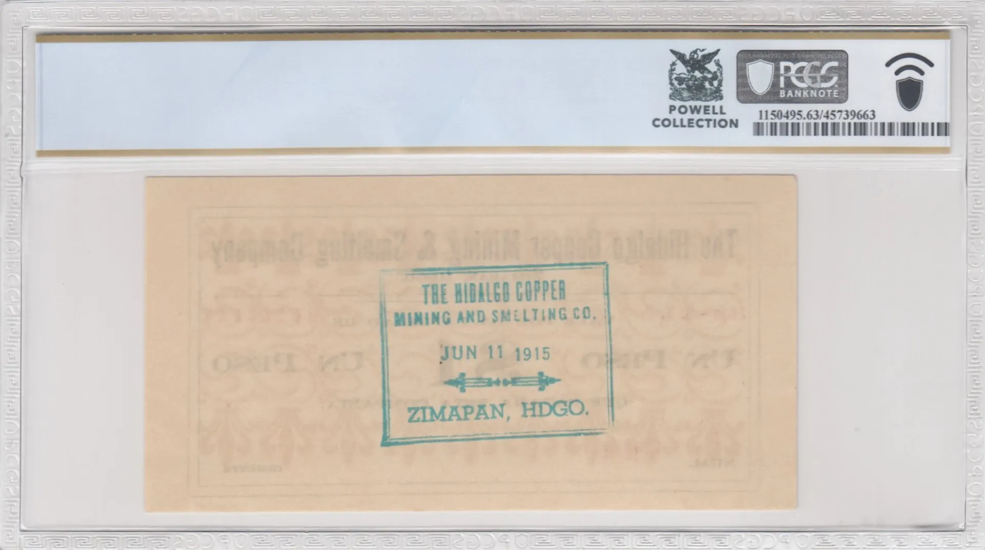 Mexican Currency Revolutionary Currency Revolutionary Currency Peso 1915 Hidalgo M2221 PCGS Ch UNC63 PPQ f_35591 Revolutionary Currency Peso 1915 Hidalgo M2221 PCGS Ch UNC63 PPQ f_35591Revolutionary Currency Peso 1915 Hidalgo M2221 PCGS Ch UNC63 PPQ f_35591 - Image 2