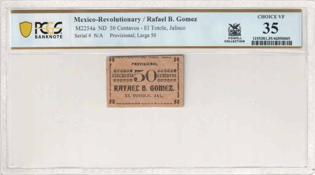 Mexican Currency Revolutionary Currency Revolutionary Currency 50 Centavos ND Jalisco M2254a PCGS Ch VF35 f_35592 Revolutionary Currency 50 Centavos ND Jalisco M2254a PCGS Ch VF35 f_35592