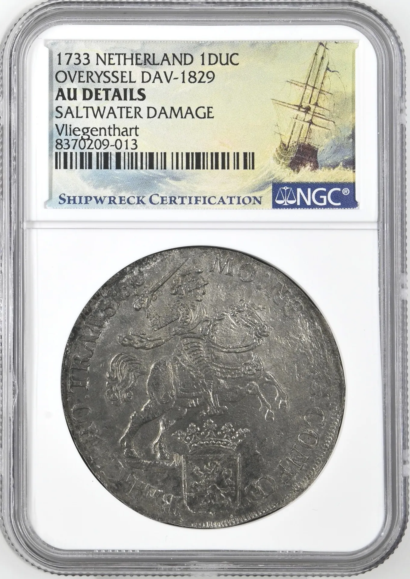 Netherlands Vliegenthart (1735) Ducatoon 1733 Overyssel DAV-1829 NGC AU Details 0157760