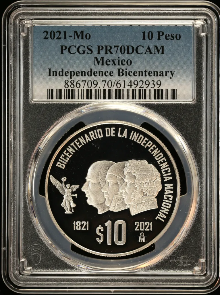 10 Peso Mexican Coins Modern Silver & Minors Modern Silver & Minors 10 Peso 2021 Mo PCGS PR70DCAM 0156613 Modern Silver & Minors 10 Peso 2021 Mo PCGS PR70DCAM 0156613
