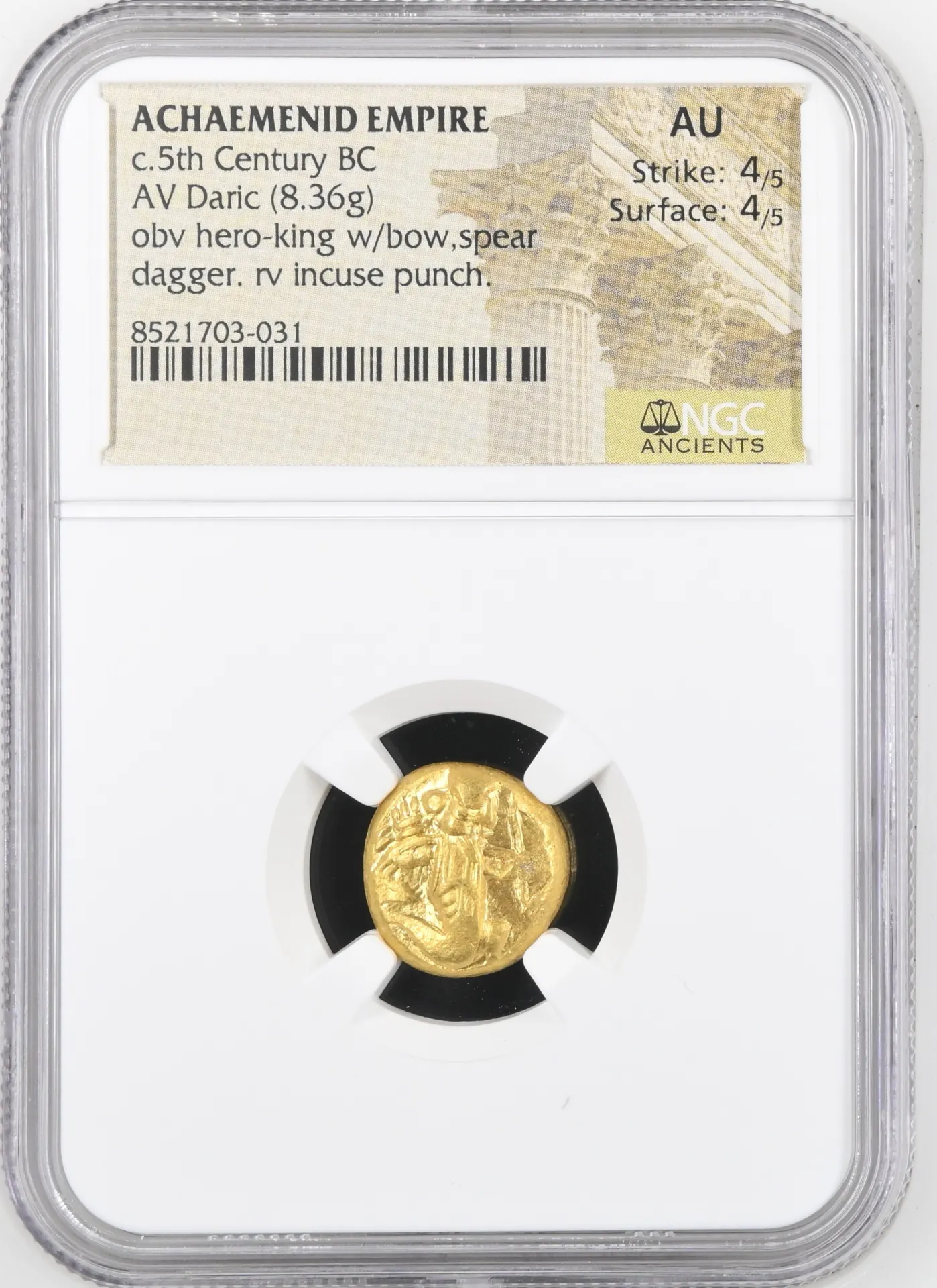 Achaemenid Kings Ancient Coins Greek Persia Persia, Achaemenid Kings c.5th Century BC AV Daric NGC AU 0157644 Persia, Achaemenid Kings c.5th Century BC AV Daric NGC AU 0157644