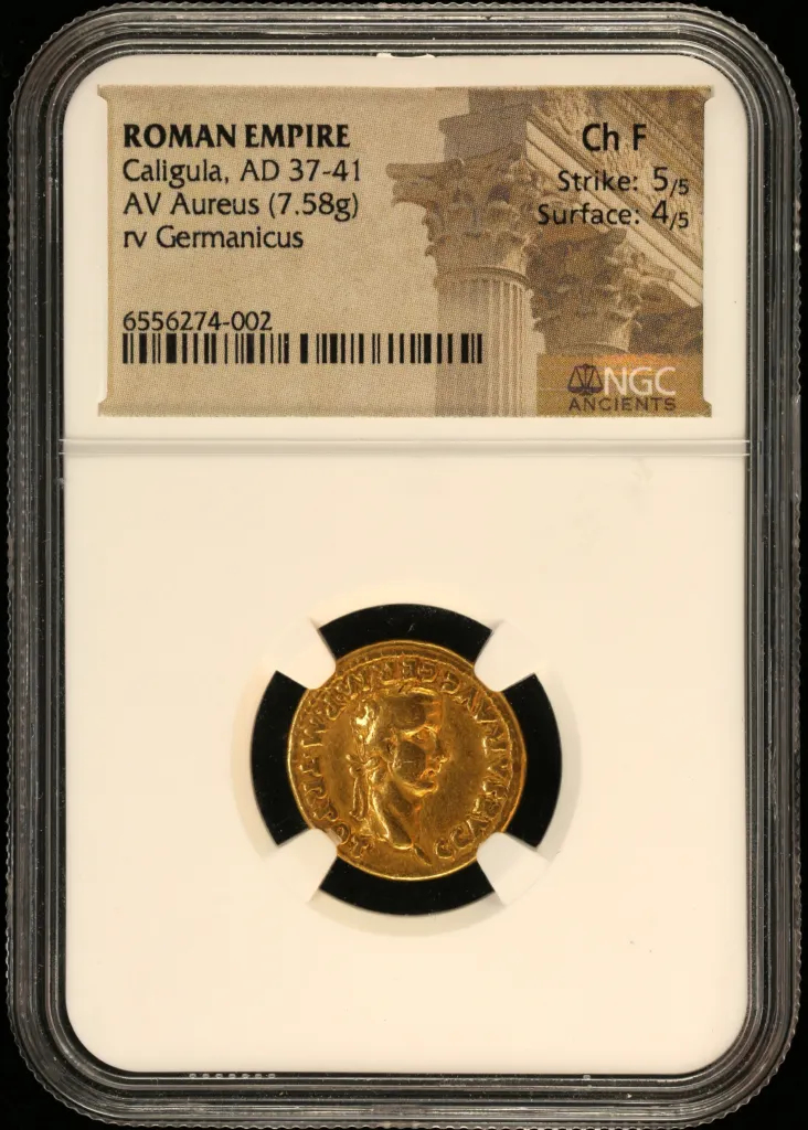 Ancient Coins Roman Imperial Roman Imperial Caligula 37-41 AD AV Aureus NGC Ch F 0157646 Roman Imperial Caligula 37-41 AD AV Aureus NGC Ch F 0157646