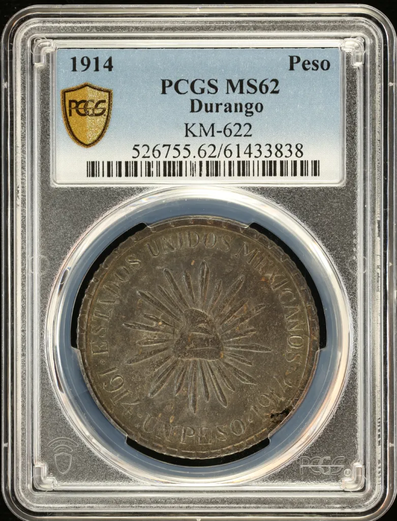 Durango Peso 1914 Durango KM-622 PCGS MS62 0157650