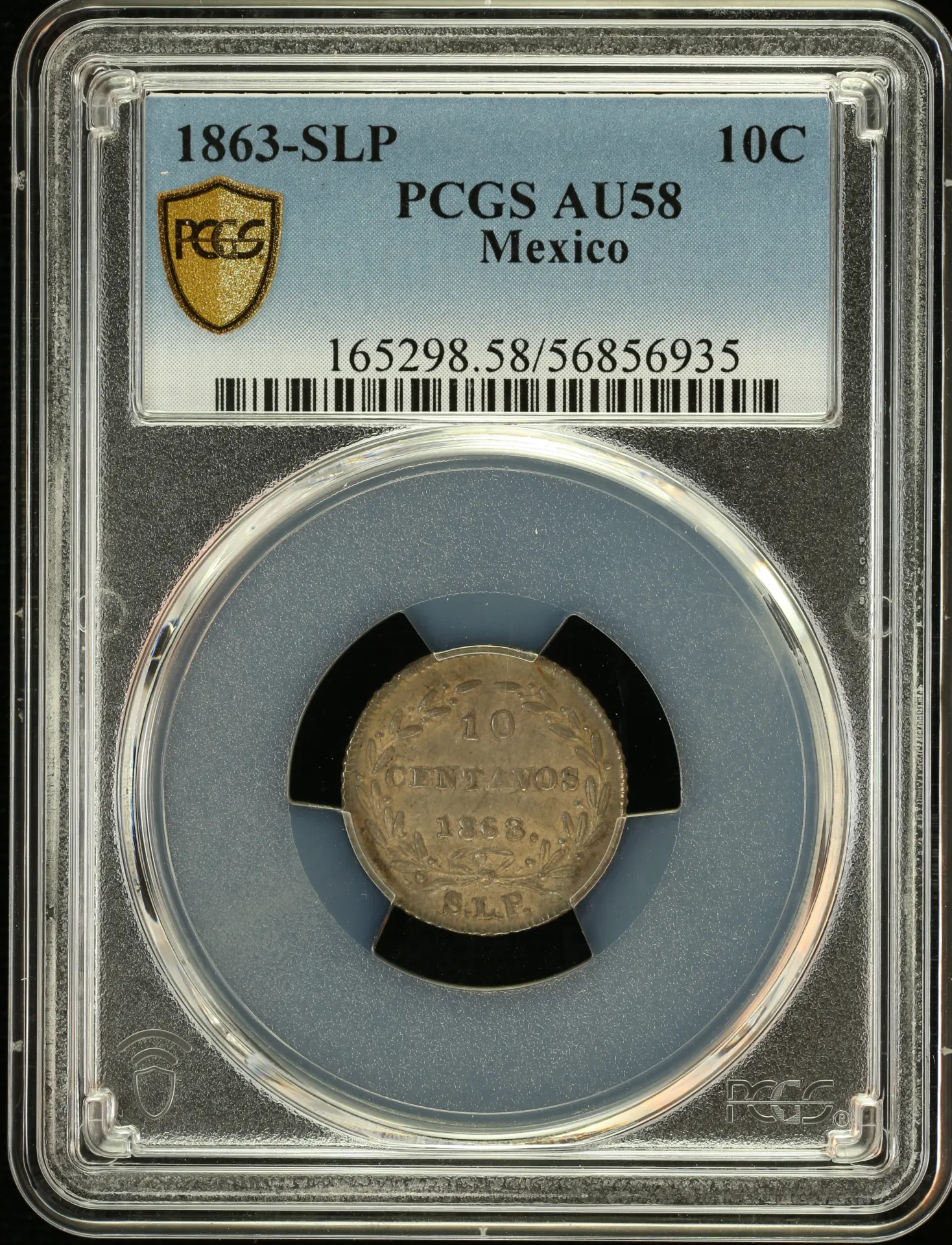 Mexican Coins Republic Silver & Minors Republic Silver & Minors 10 Centavo 1863 SLP PCGS AU58 0157675 Republic Silver & Minors 10 Centavo 1863 SLP PCGS AU58 0157675